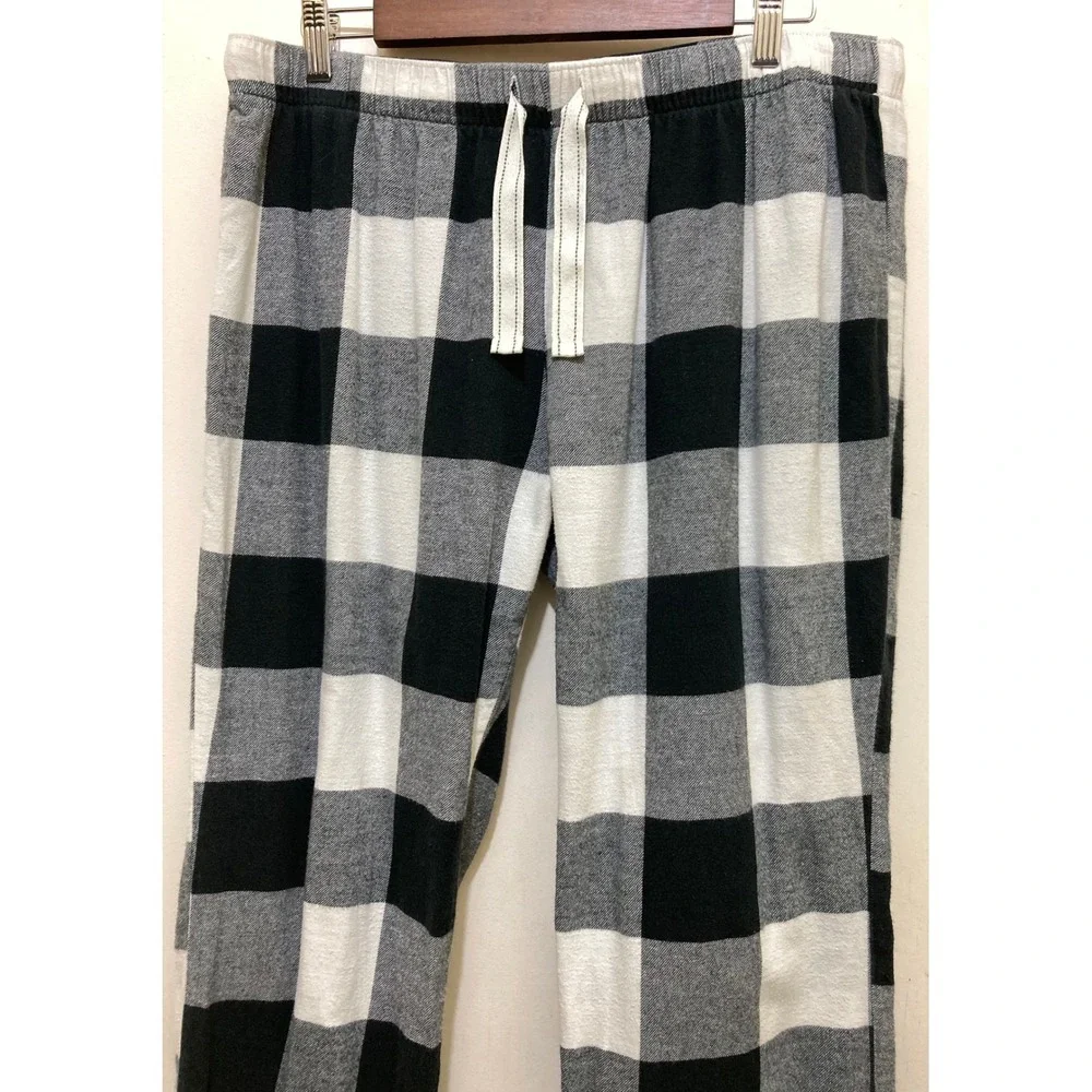 Old Navy Mens Plaid Flannel Pajama Pants Lounge Sleepwear Size Large Black White